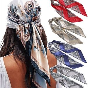 35” Satin Large Square Head Scarves - 4PCS